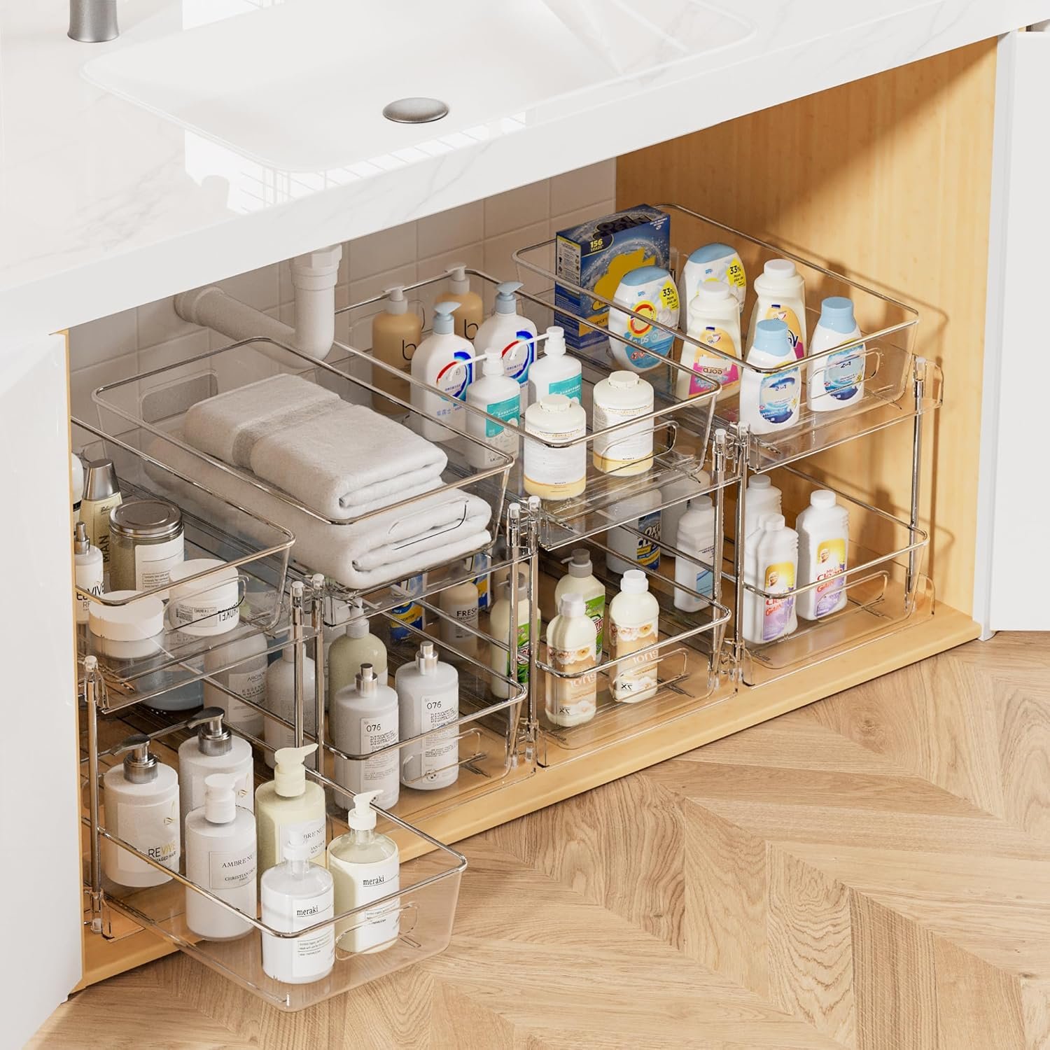 Vtopmart 4 Pack Pull Out Bathroom Under Sink Organizer (S-Standard)