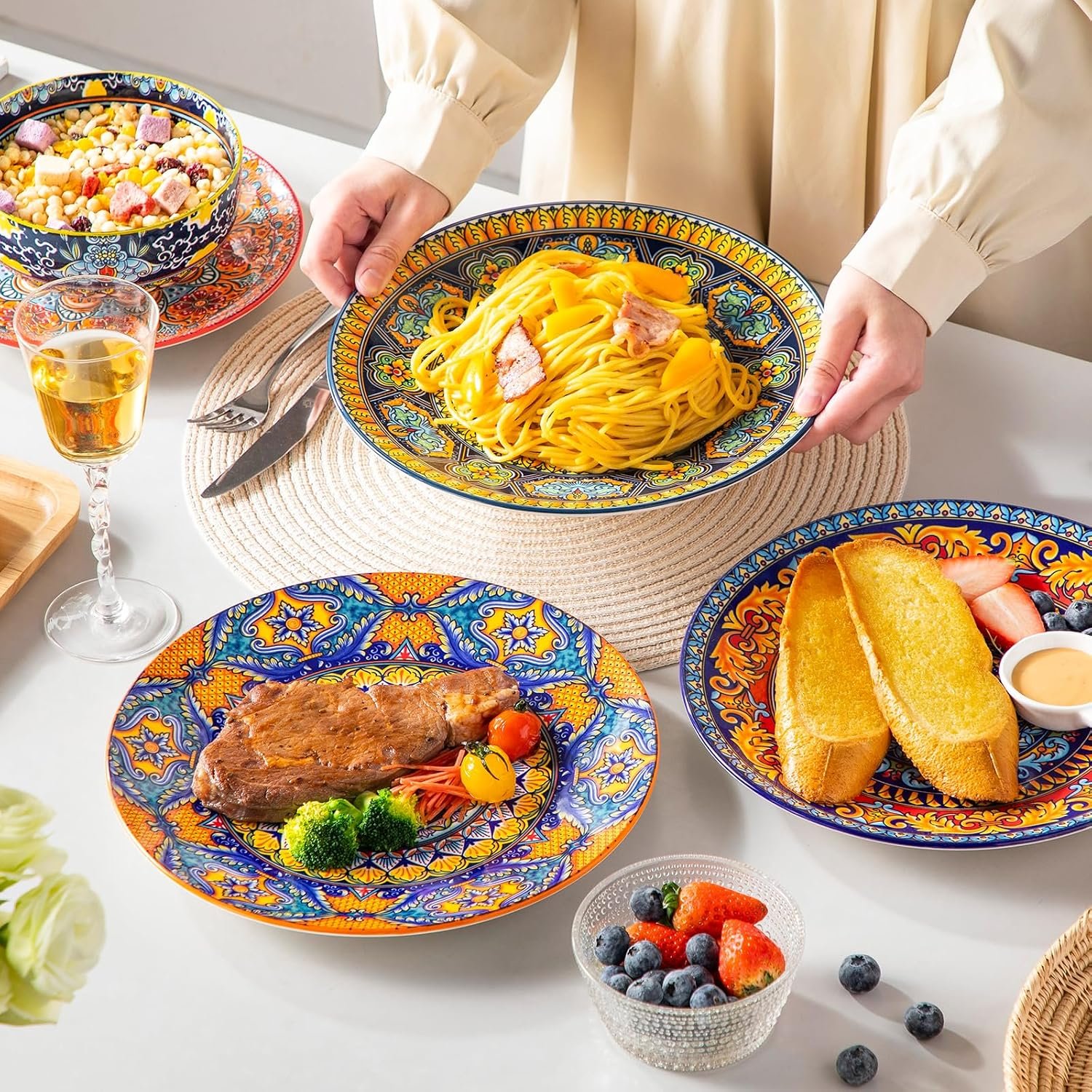 vancasso Colorful Dinner Plates Set of 6, 10.5 Inch Ceramic Kitchen Plates - Image 7