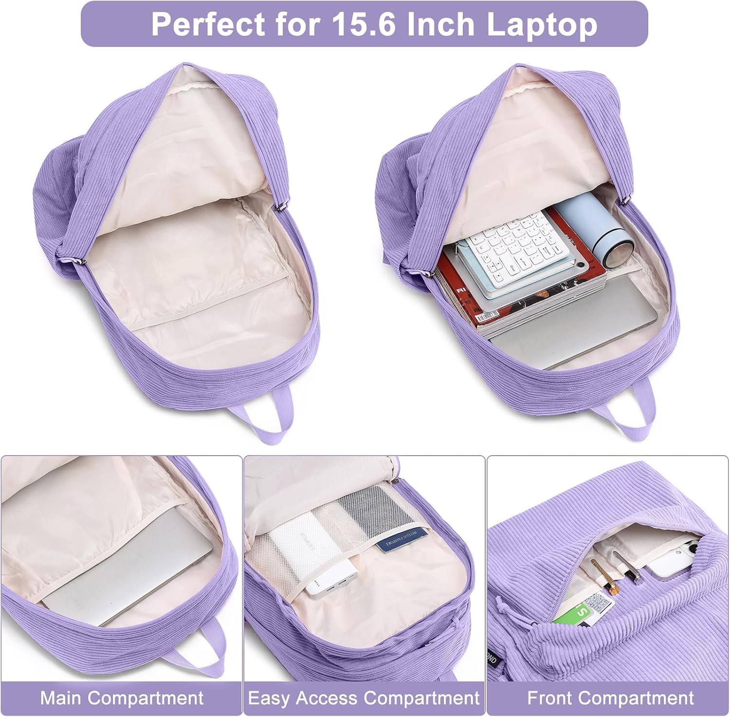 ZUBOND Girls Backpack, Lightweight School Bookbag for Teens, College Students Women & Men, Cute Large Laptop Backpack Fits 15.6 Inch Notebook - Image 5