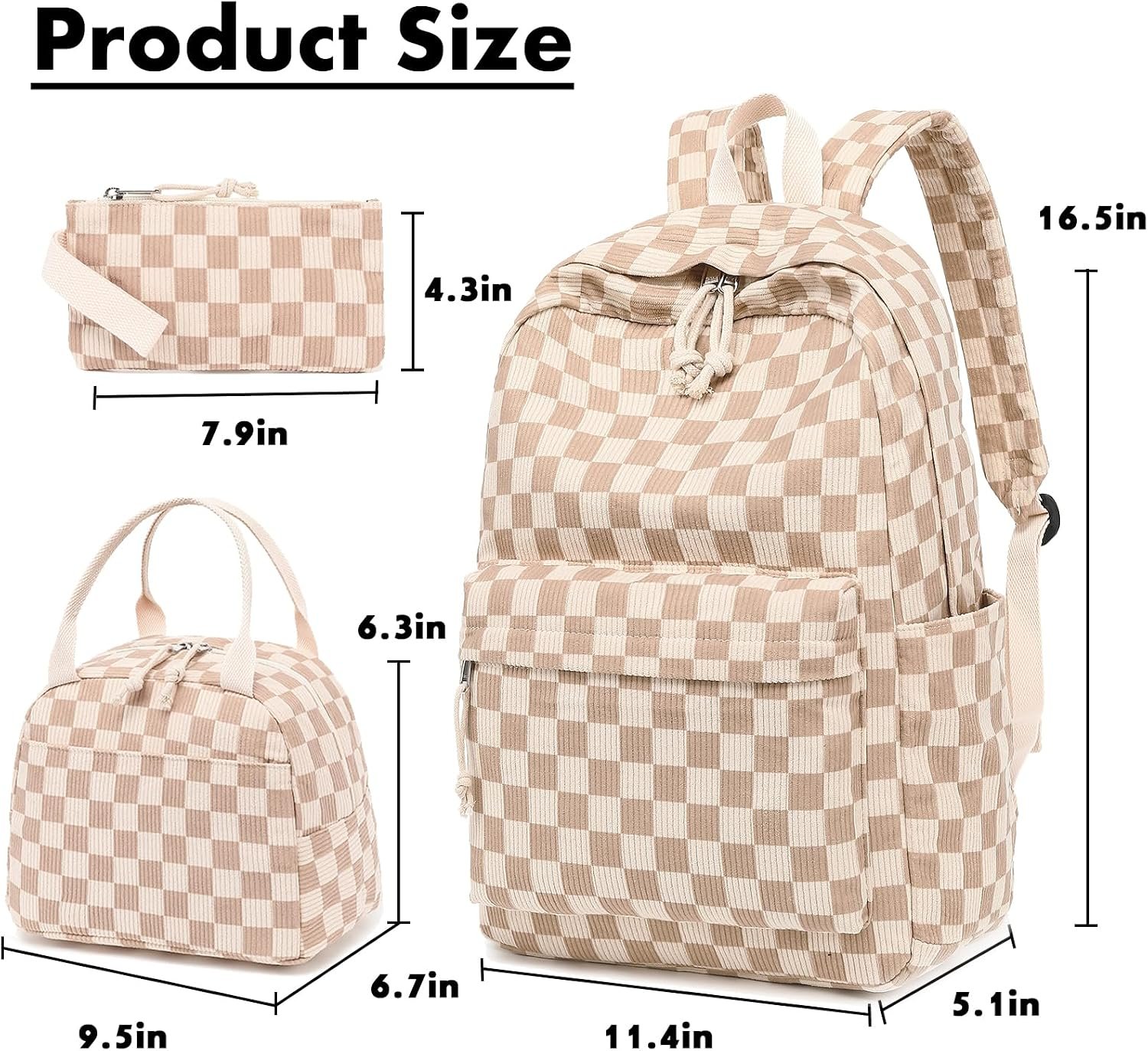 Bluboon School Backpack Set Girls Womens Laptop Bookbag Casual Daypack Fits 15 inch Laptop with Lunch Tote Bag and Pencil Bag - Image 2