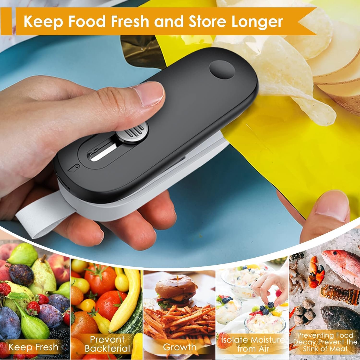FEPPO Mini Bag Sealer, 2 in 1 Heat Sealer with Cutter, Portable Resealer Machine for Chip, Plastic Bags Food Storage Snacks (Batteries Included) - Image 7