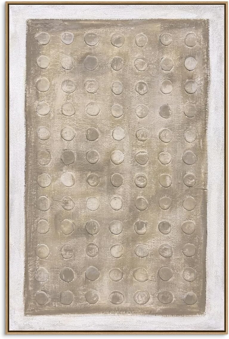 SAFERRYHOME Neutral Abstract Spots Hand Painted Wall Art, Texture, 24"x36"