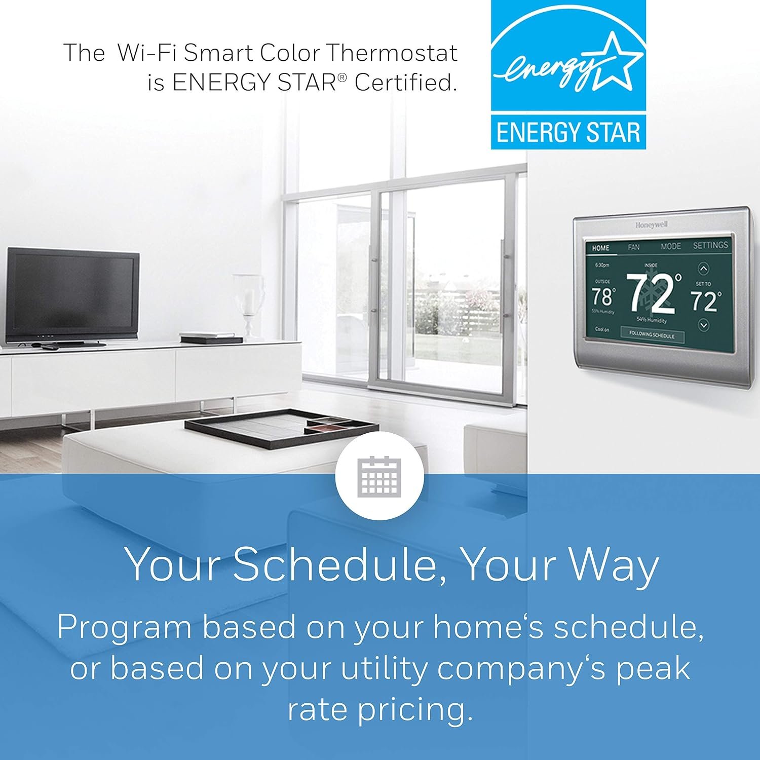 Honeywell Home RTH9585WF Wi-Fi Smart Color Thermostat, 7 Day Programmable, Touch Screen, Energy Star, Alexa Ready, C-Wire Required, Not Compatible with Line Volt Heating Gray - Image 5