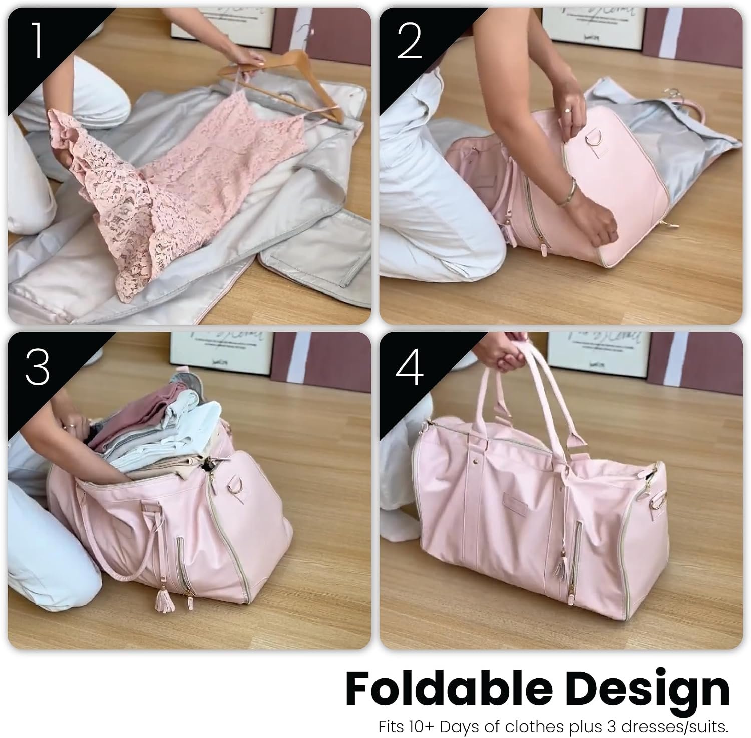 Luhxe Travel Convertible Carry On Garment Roller Bag 2.0 with Shoe Pouch & Detachable Shoulder Strap – Improved Zipper and reinforced straps - Rose - Image 4