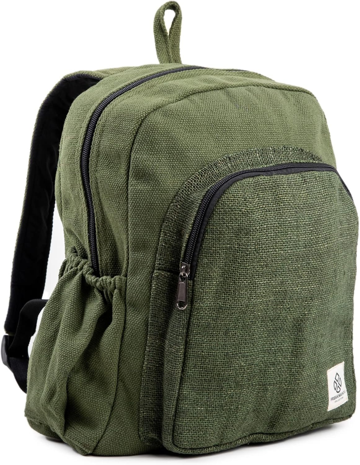 Organic Hemp Backpack Bag - Eco Friendly Durable Rustic Travel Hiking Friendly Lightweight Causal Bag by Freakmandu - Green