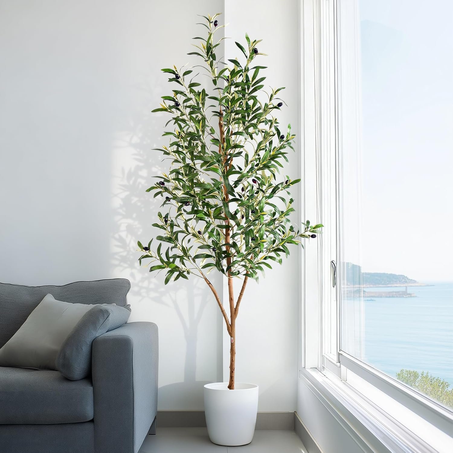 Tall Faux Olives Trees Large Artificial Olive Tree Indoor Outdoor Realistic Floor Plant Fake Flowers Plants for House Home Living Room Bedroom Office Front Porch Modern Farmhouse Boho Decor - Image 8