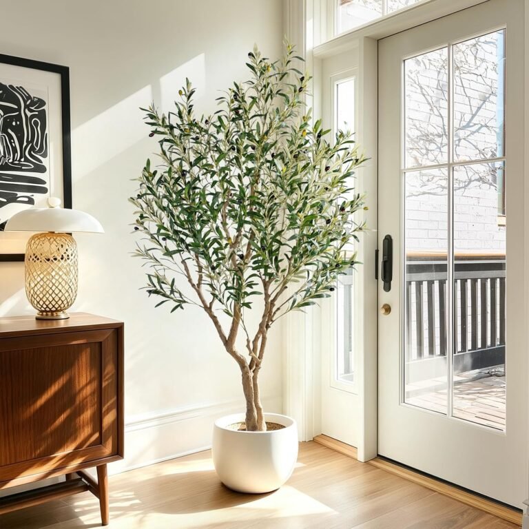 Large Faux Olive Trees Tall Artificial Trees with Pot Indoor Outdoor Realistic Floor Fake Plastic plantas for Home Living Room Office Porch Outside Patio arboles para decoracion Housewarming Gift