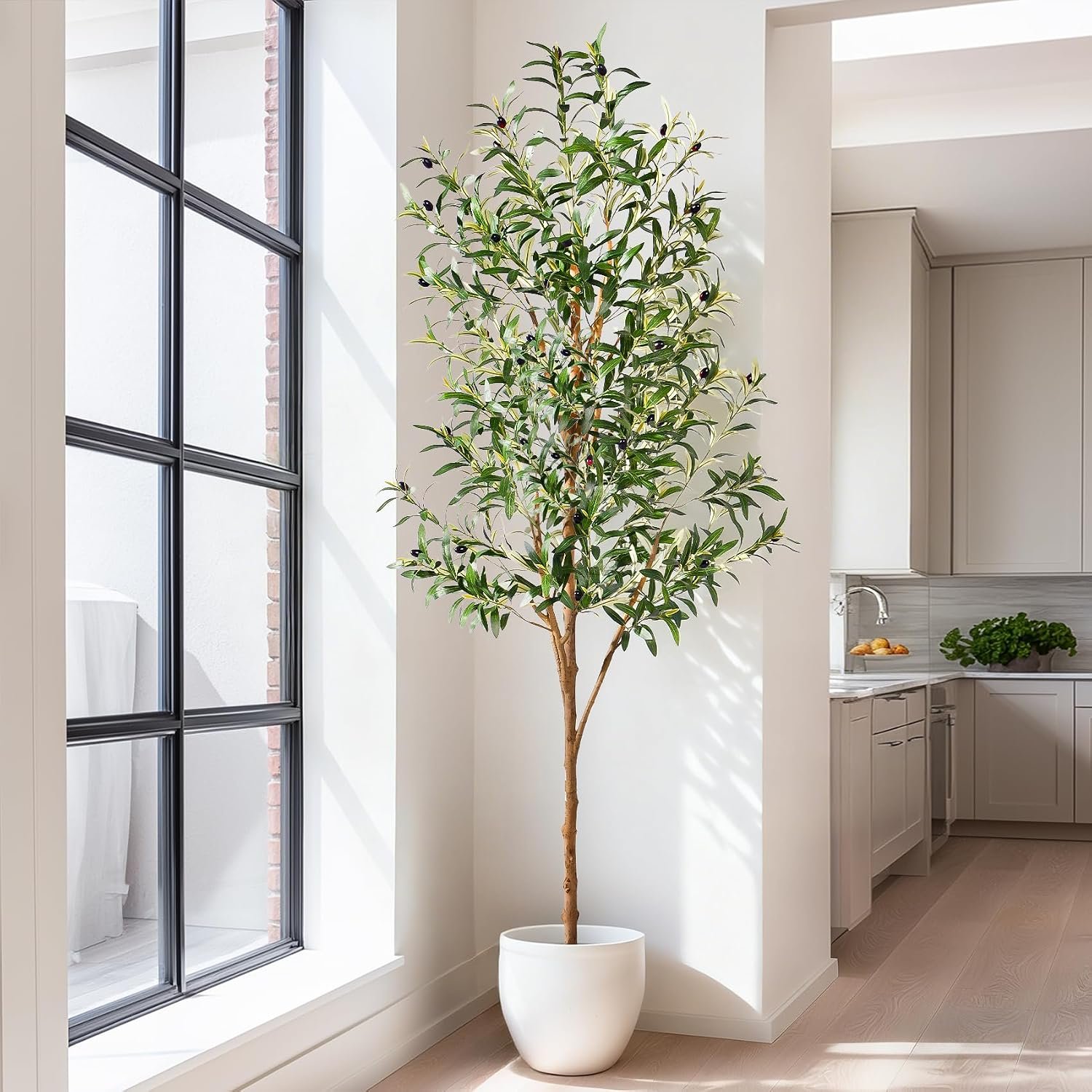 Tall Fake Olives Trees Large Artificial Olive Tree Indoor Outdoor Realistic Floor Plant Faux Flowers Plants for House Home Living Room Bedroom Office Front Porch Modern Farmhouse Boho Decor - Image 9