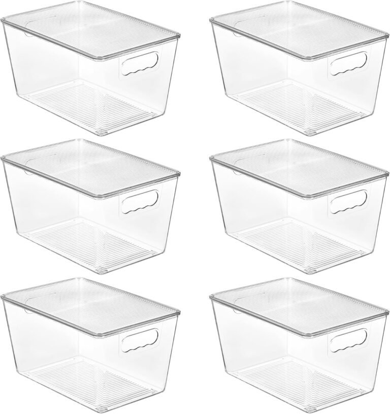 Vtopmart 6 Pack Clear Stackable Storage Bins with Lids and Handles, Large