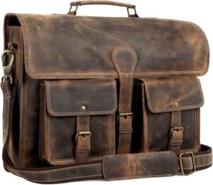 KomalC 18 Inch Leather Briefcase La...