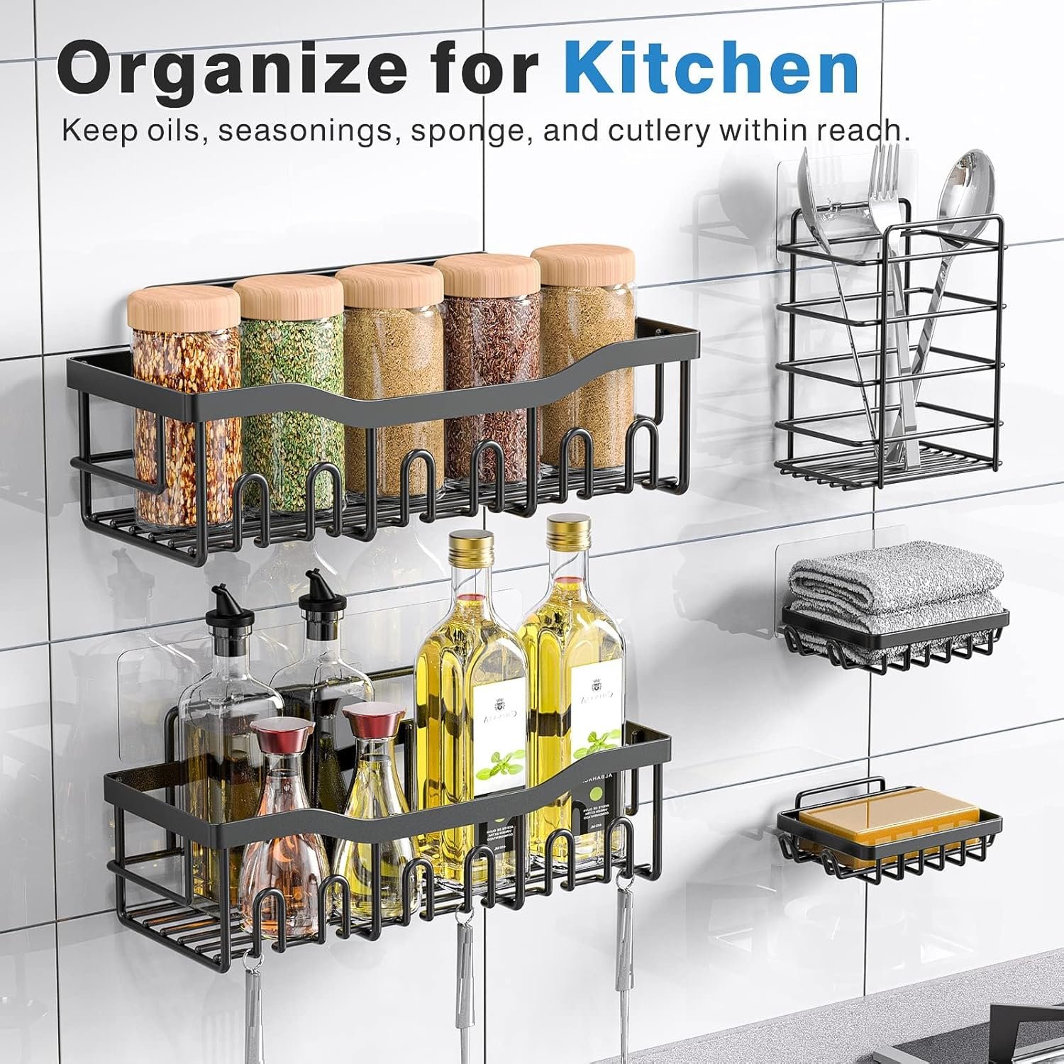 EUDELE Adhesive Shower Caddy, 5 Pack Rustproof Stainless Steel Bath Organizers With Large Capacity, No Drilling Shelves for Bathroom Storage & Home Decor - Image 6