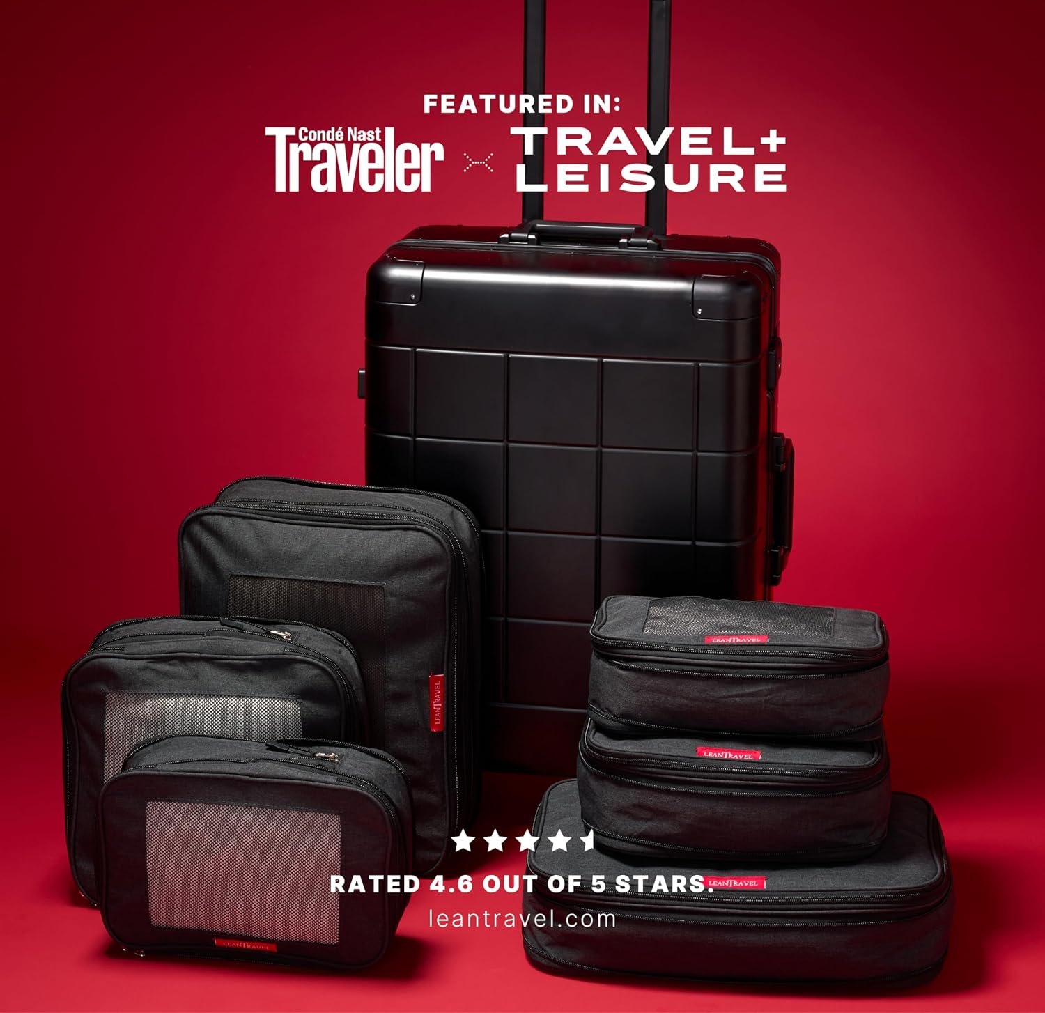 LeanTravel Premium Compression Packing Cubes for Travel - Suitcase Organizer Bags with Double Zipper & Breathable Mesh Panel - Space Saving Carry On Luggage Essentials (6-Pack, Black) - Image 4