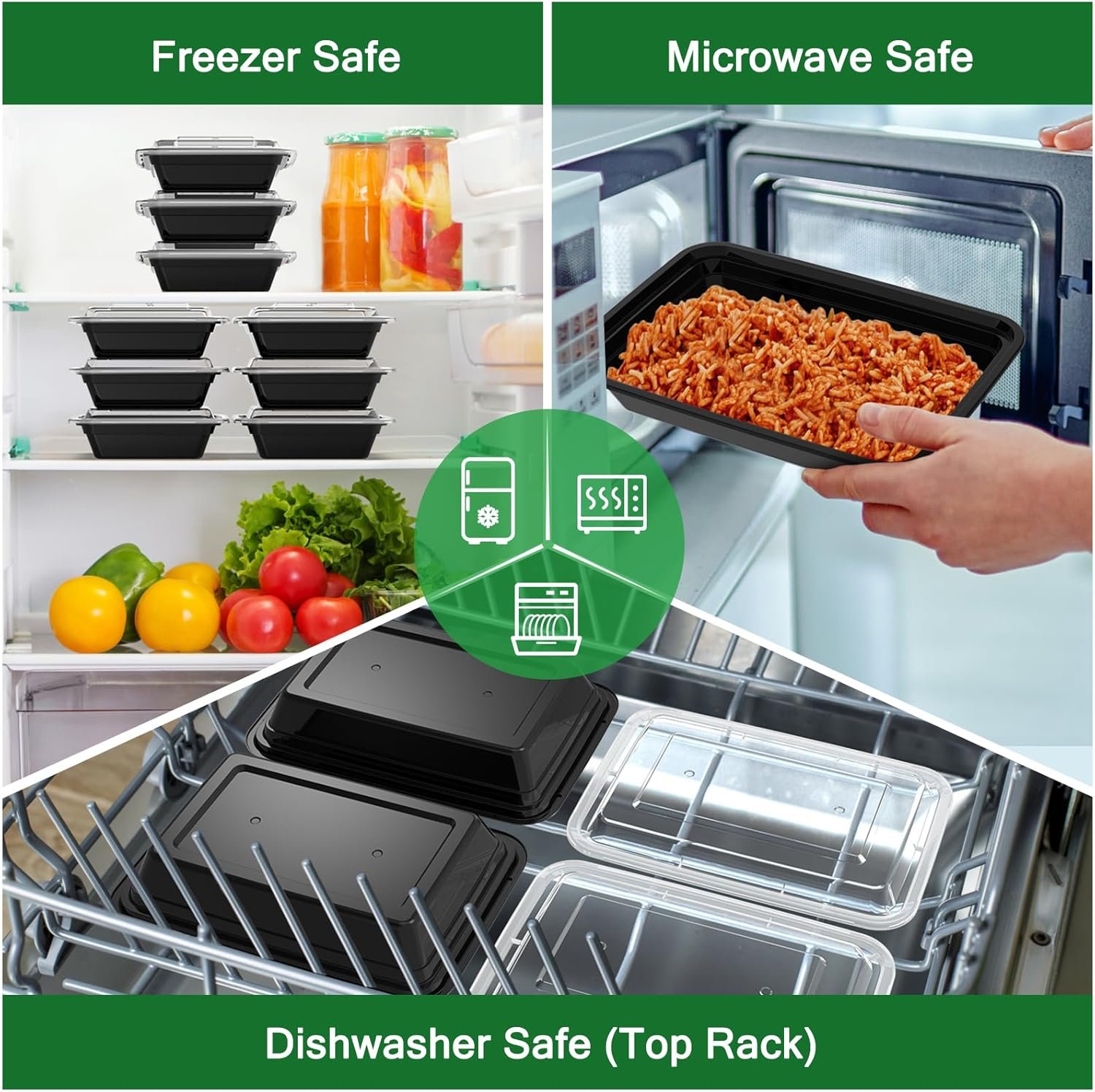 Dealusy 50 Pack (100-Piece) 28 oz Meal Prep Containers Reusable with Lids - Image 5