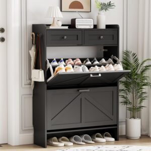 Shoe Cabinet with 2 Flip Drawers &#...