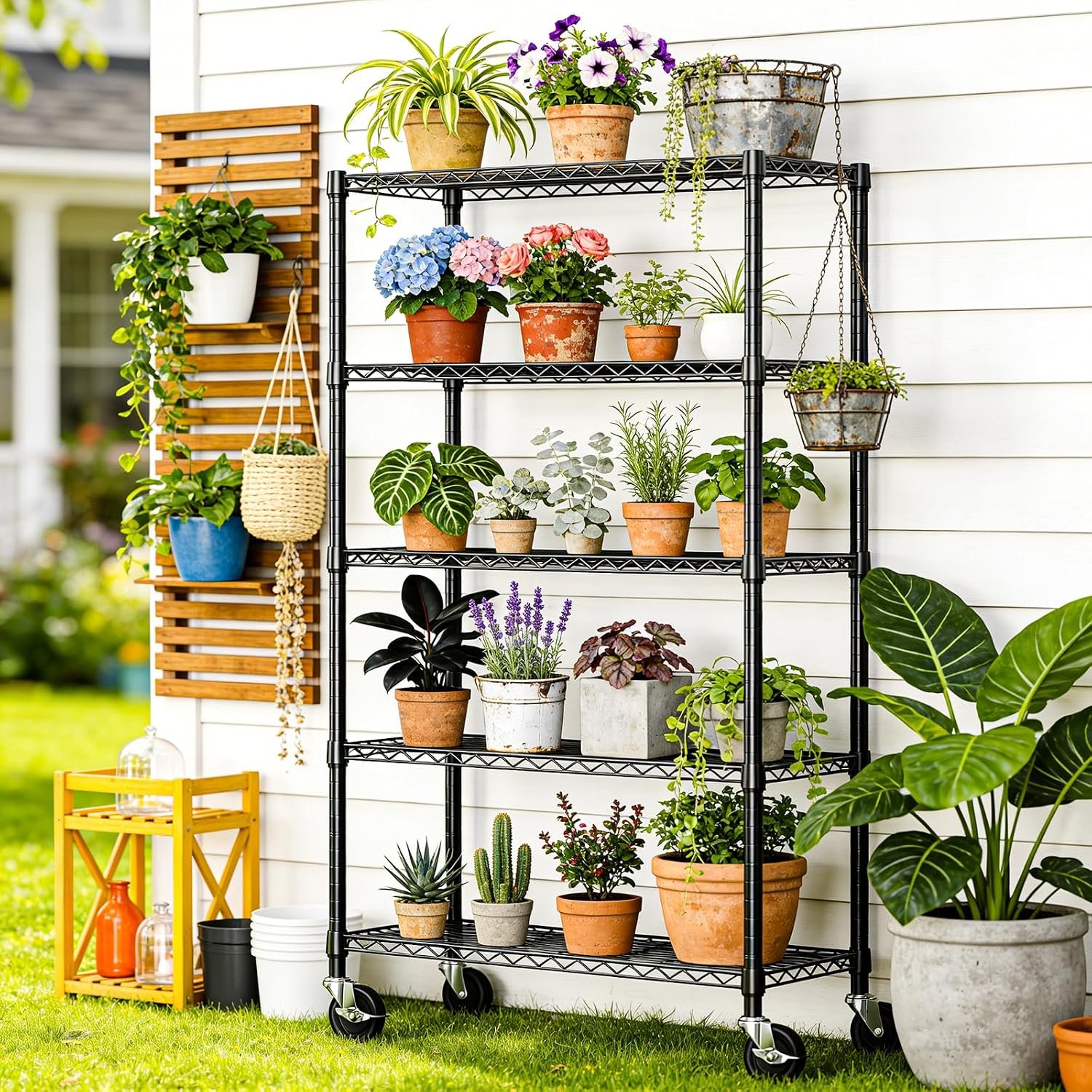 IZEUK 5-Tier Heavy Duty Metal Shelving Unit, Adjustable Steel Wire Storage Rack for Garage, Kitchen, Basement, Laundry Room & Office, Black, 17.7" D x 47.2" W x 72.3" H, 1750 lbs Capacity - Image 6