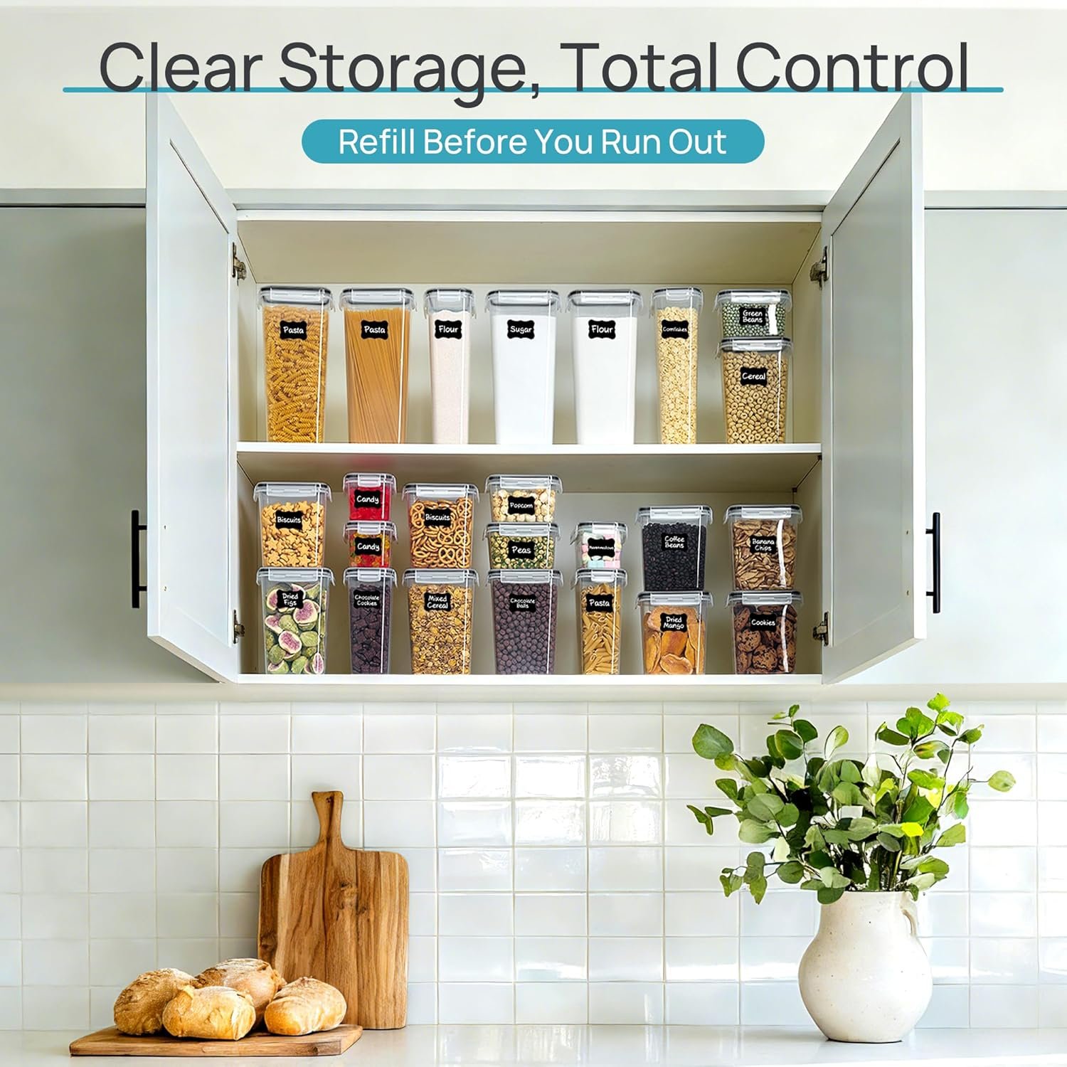 Vtopmart Airtight Food Storage Containers with Lids, 24 pcs, Black - Image 7