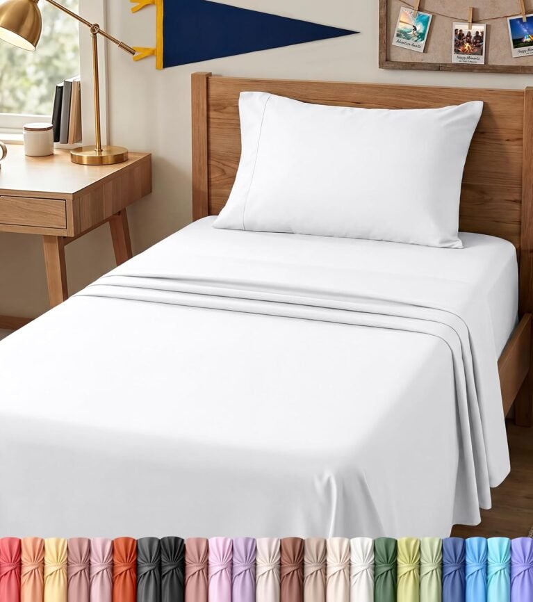 Twin XL Sheets Set, 3 Pieces 16" Deep Pocket Hotel Luxury Bed Sheets, White