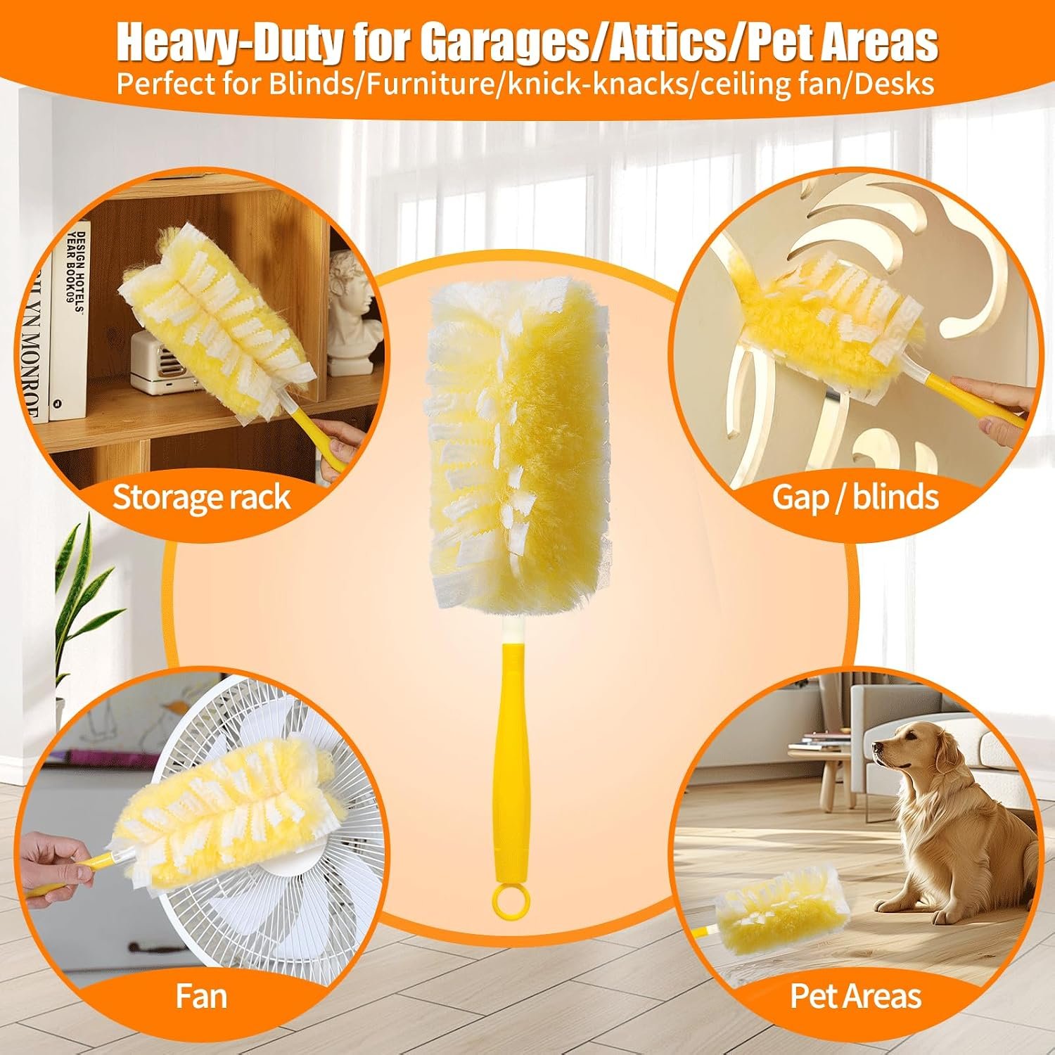 50 Count 360° Heavy Duty Duster Refills Compatible with Swiffer, Larger Size-Extra Thick Electrostatic Disposable dusters Refill for Electronics, Furniture, Blinds, Ceiling Fans, Unscented - Image 6