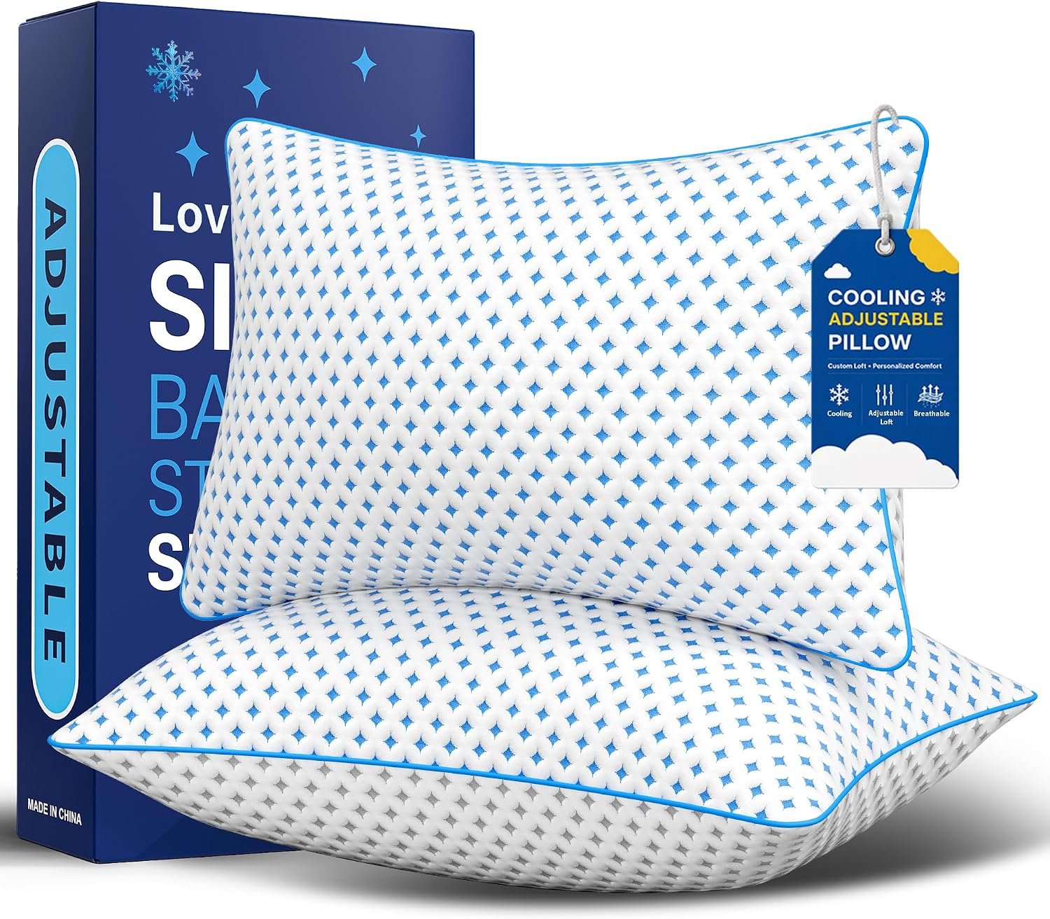 King Size Pillows Set of 2, Cooling Shredded Memory Foam Pillows