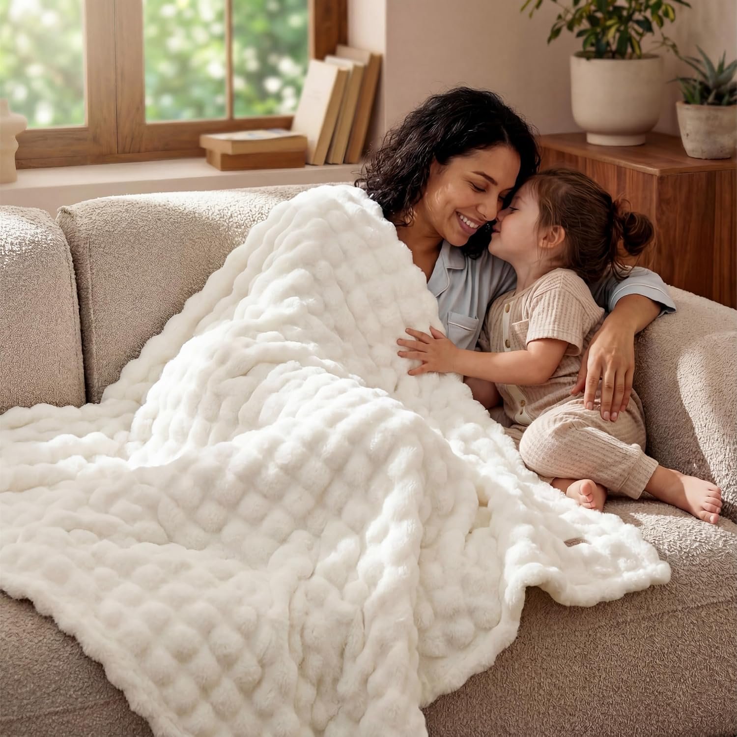 Bedsure 3D Cloud Bubble Blanket, Soft Cozy Throw, Off White, 50"×60" - Image 9