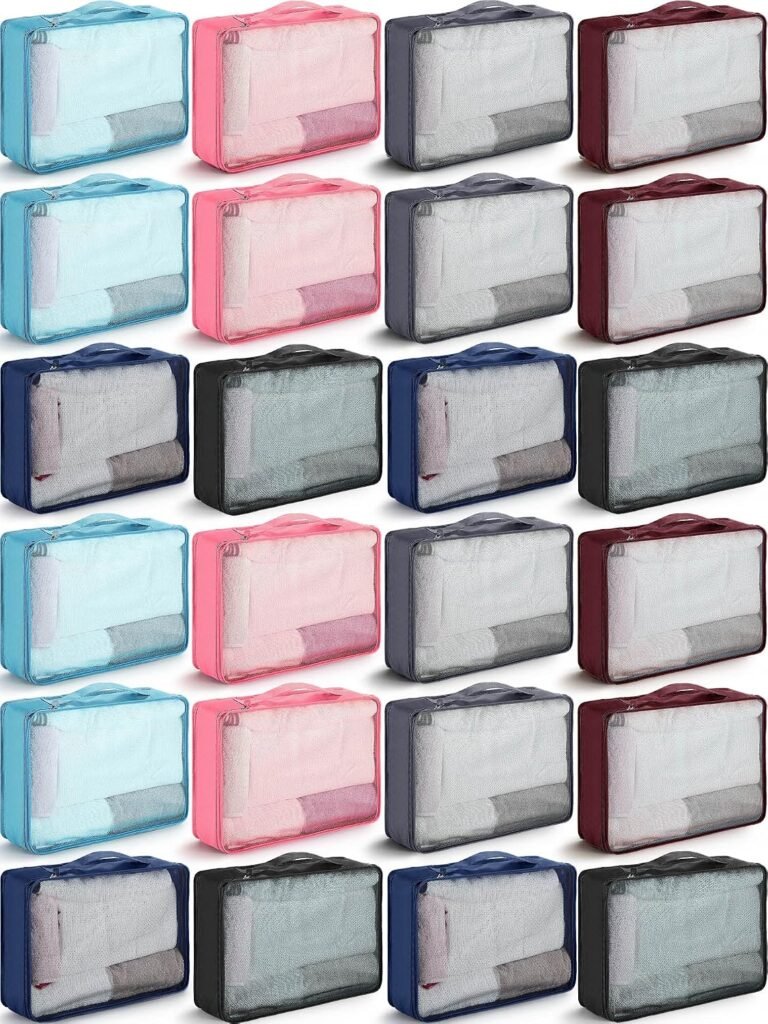 Woanger 24 Pcs Large Packing Cubes for Suitcases Travel Accessories High Capacity Luggage Packing Organizers with Zipper Reusable Mesh Bag for Clothes Storage(Multicolor)