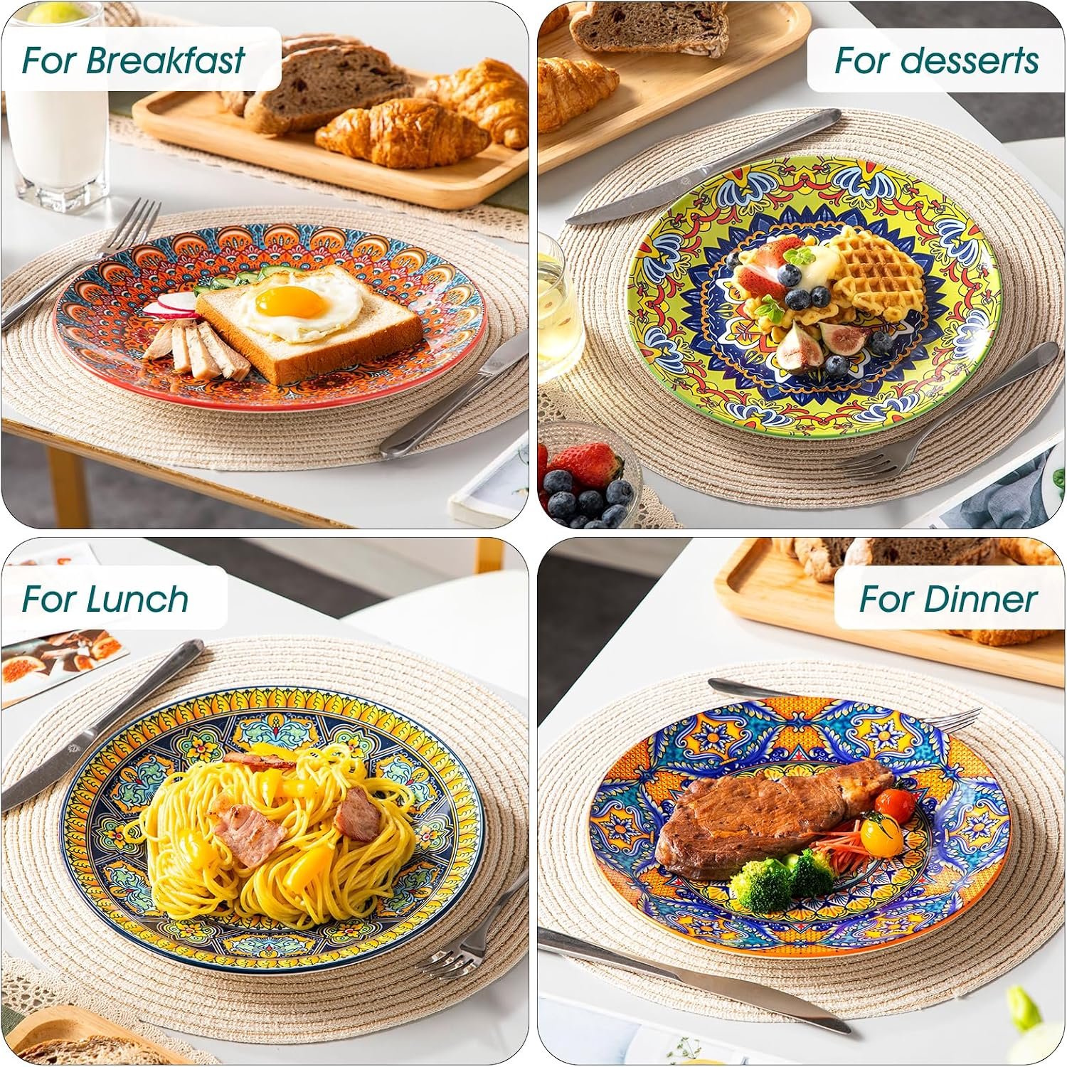 vancasso Colorful Dinner Plates Set of 6, 10.5 Inch Ceramic Kitchen Plates - Image 6