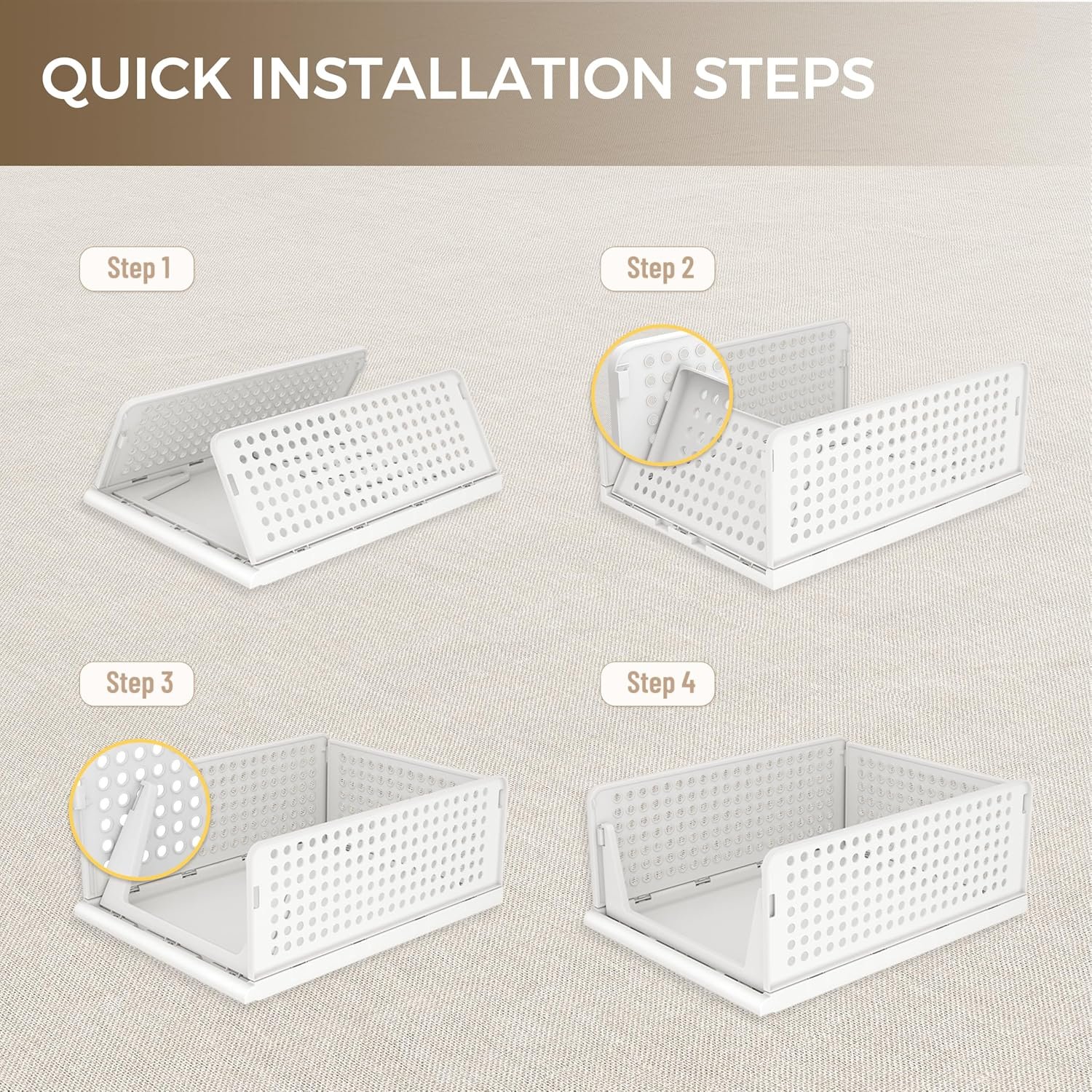 Pinkpum 6 Pack Closet Organizer Storage Bins Stackable Plastic Drawer Shelf - Image 8