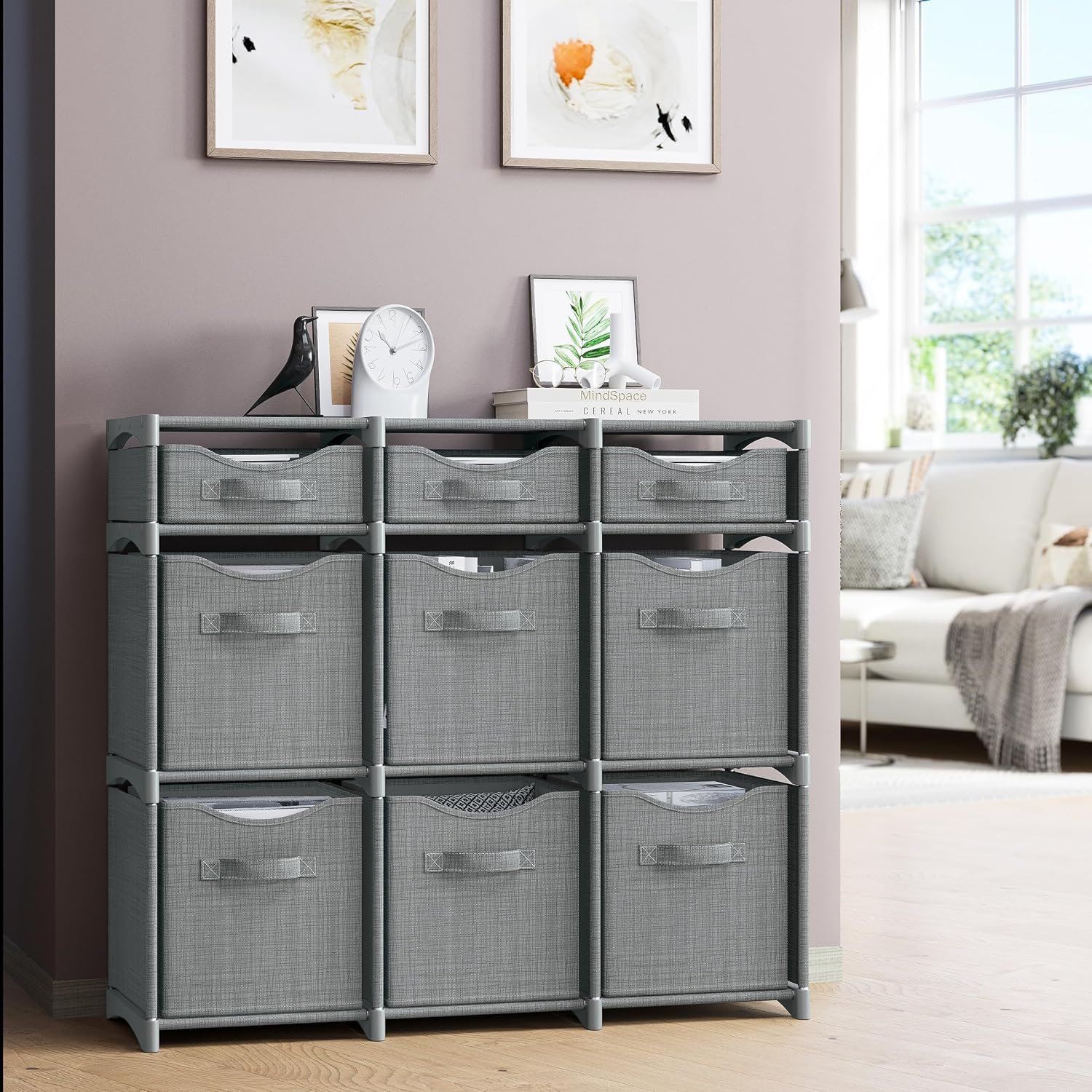 Cube Storage Organizer with Storage Bins Included - The Perfect Closet Organizers and Storage Solution. Includes 9 Storage Cubes, Great For Toy Storage, Closet Storage, Clothes Storage (Grey) - Image 6