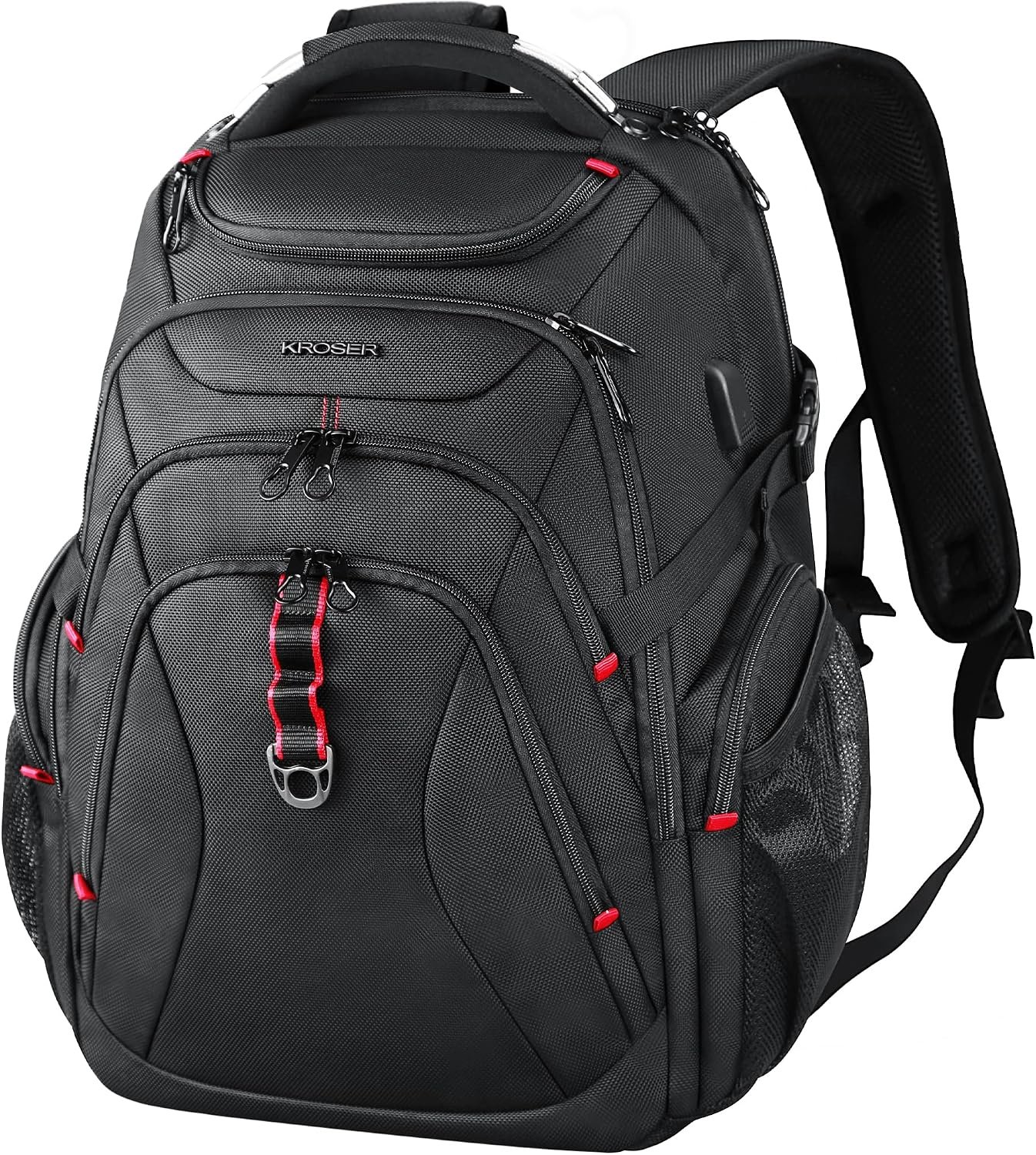 KROSER Travel Laptop Backpack 17.3 Inch XL Computer Backpack with Hard Shell Saferoom RFID Pockets Water-Repellent Business College Daypack Stylish Bag for Men/Women-Black - Image 4