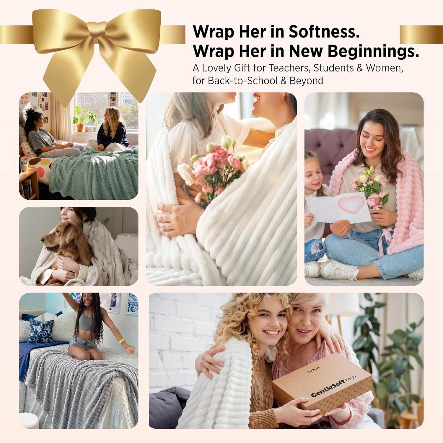 Bedsure GentleSoft White Throw Blanket for Couch - Birthday Gifts for Women Mom Her Girls, Cozy Fleece Blanket for Sofa Bed, Living Room Home Bedroom Decor Dorm Essentials, Off White, 50x60 Inches - Image 2
