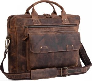 Leather briefcase 18 Inch Laptop Me...