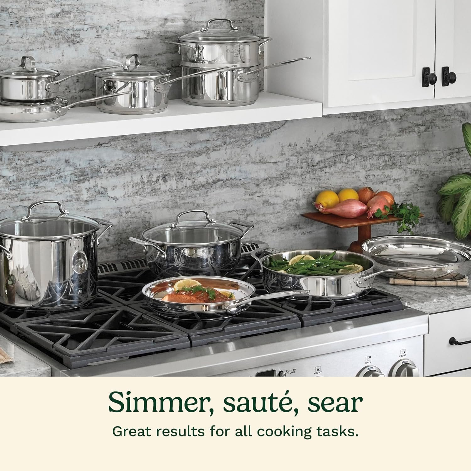 Cuisinart 17-Piece Stainless Steel Cookware Set, Chef's Classic Steel Collection with Pure Aluminum Core for Quick and Even Heat, Cool Grip Handles, Dishwasher Safe, 77-17N - Image 5