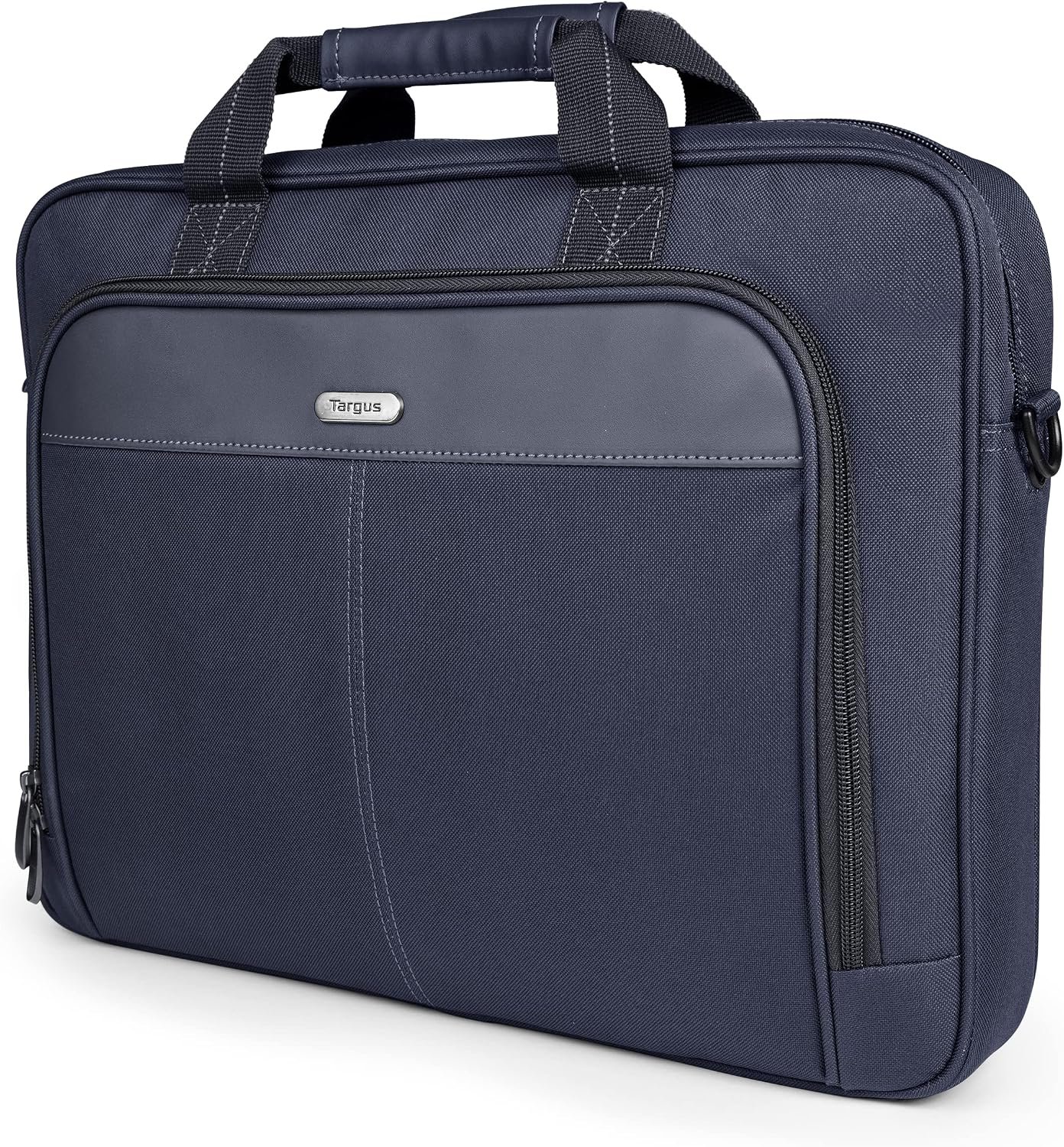 Targus 15-16 Inch Classic Slim Laptop Bag, Blue - Ergonomic Briefcase and Messenger Bag - Spacious Foam Padded Laptop Bag for 16" Laptops and Under (TCT027US)