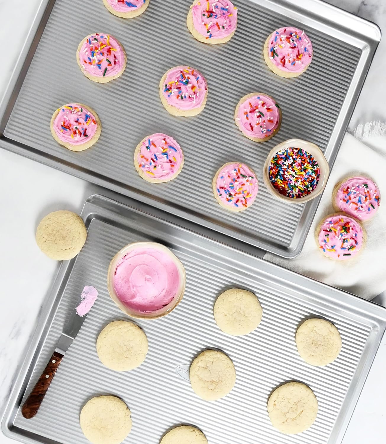 USA Pan Bakeware Cookie Sheet, Warp Resistant Nonstick Baking Pan, Made in the USA from Aluminized Steel, Large Set of 2 - Image 3
