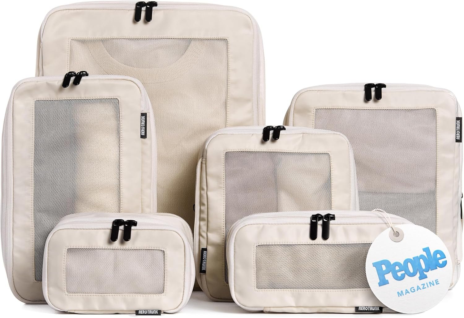 Aerotrunk Compression Packing Cubes for Travel, 6-Pack, Beige