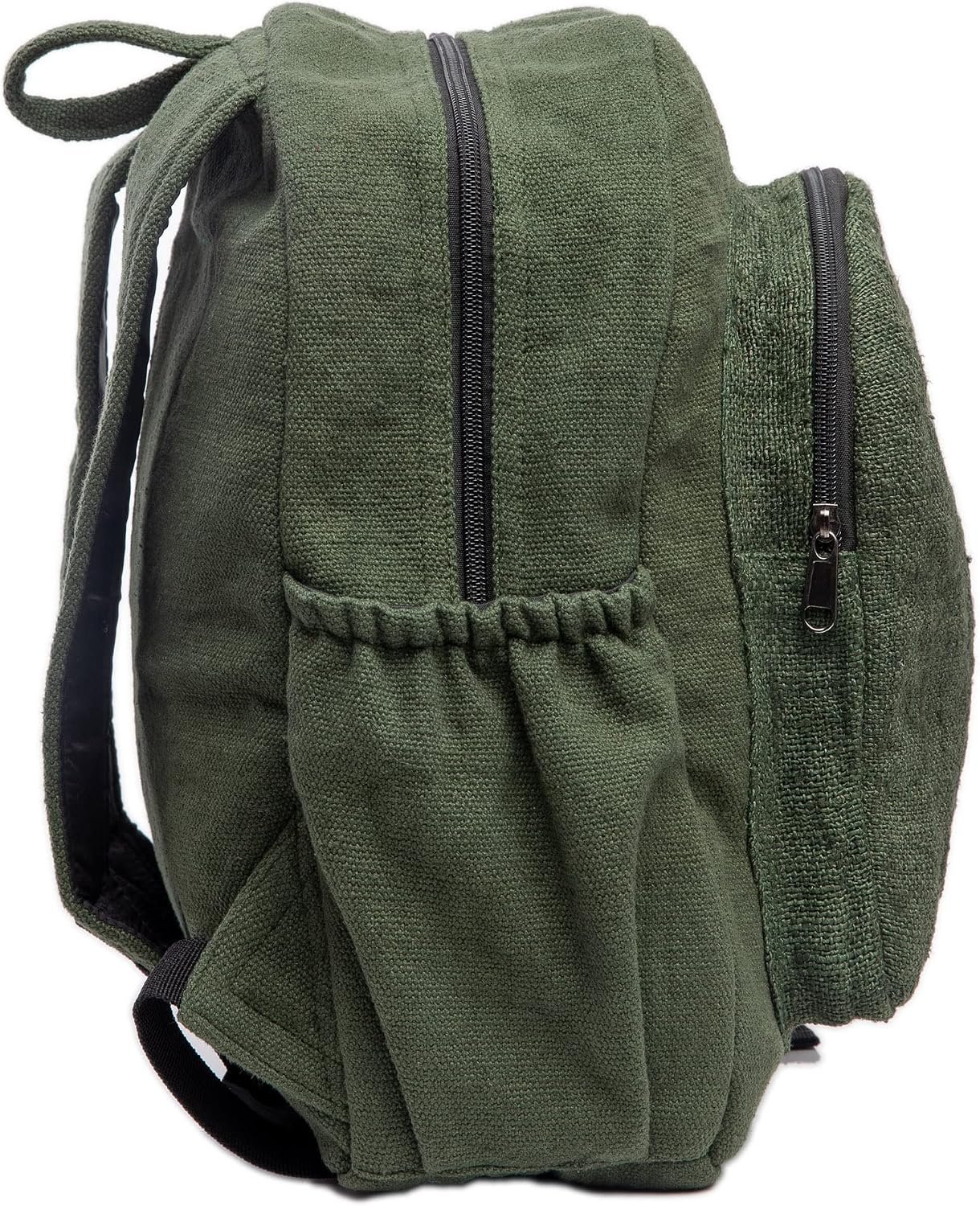 Organic Hemp Backpack Bag - Eco Friendly Durable Rustic Travel Hiking Friendly Lightweight Causal Bag by Freakmandu - Green - Image 4