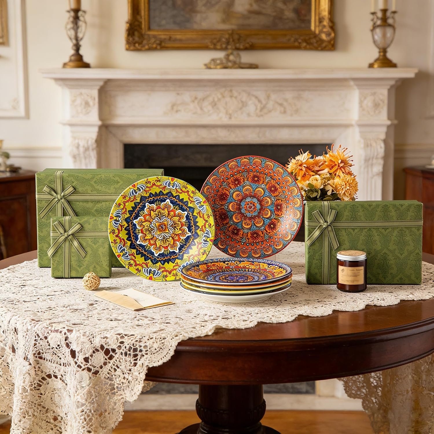 vancasso Colorful Dinner Plates Set of 6, 10.5 Inch Ceramic Kitchen Plates - Image 5
