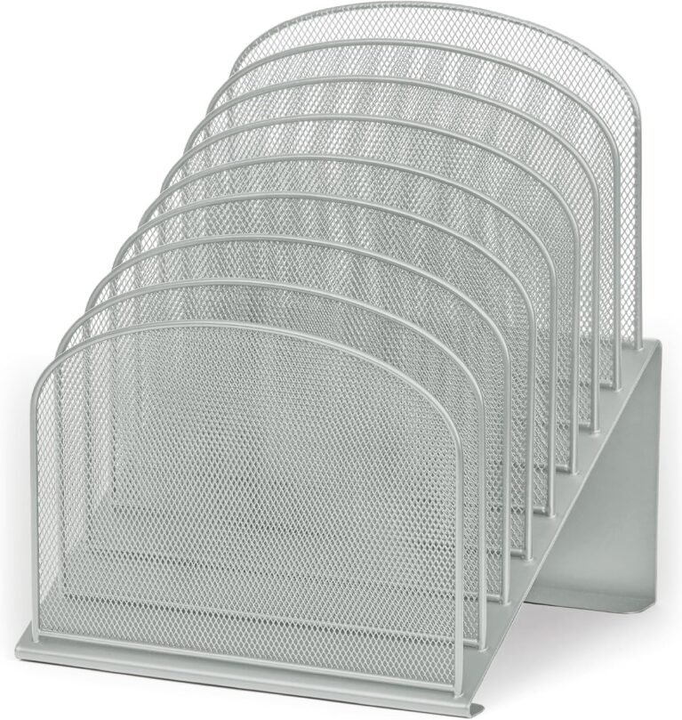 Safco Onyx 8-Tiered Desk Organizer, Vertical File Organizer for Home, Office, Classroom & More, Steel Mesh Construction, Silver