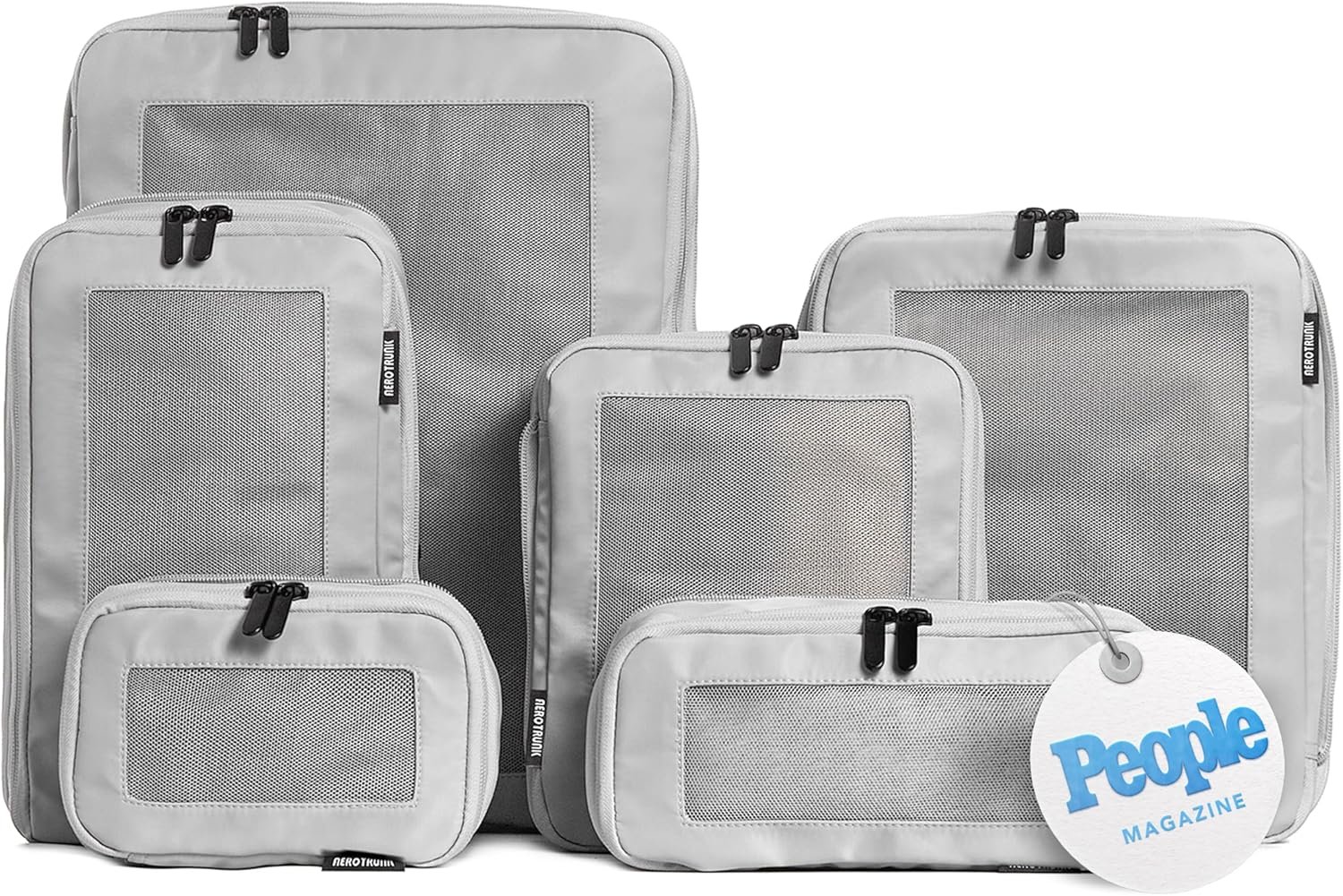 Aerotrunk Compression Packing Cubes for Travel, 6-Pack, Light Grey