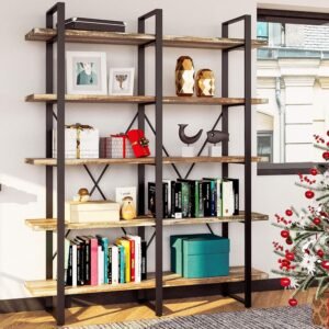 IRONCK Bookshelf, Double Wide 5-Tie...