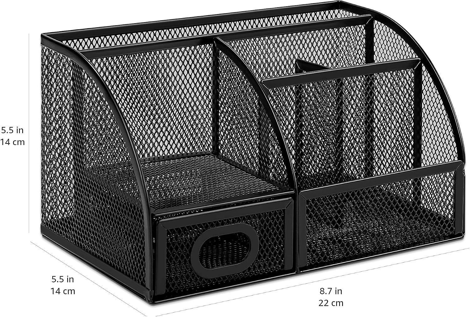 Amazon Basics Mesh Pen Holder and Desktop Desk Organizer, Office Caddy Storage for Writing Utensils, 9.1 x 5.9 x 5.5 inches, Black - Image 5