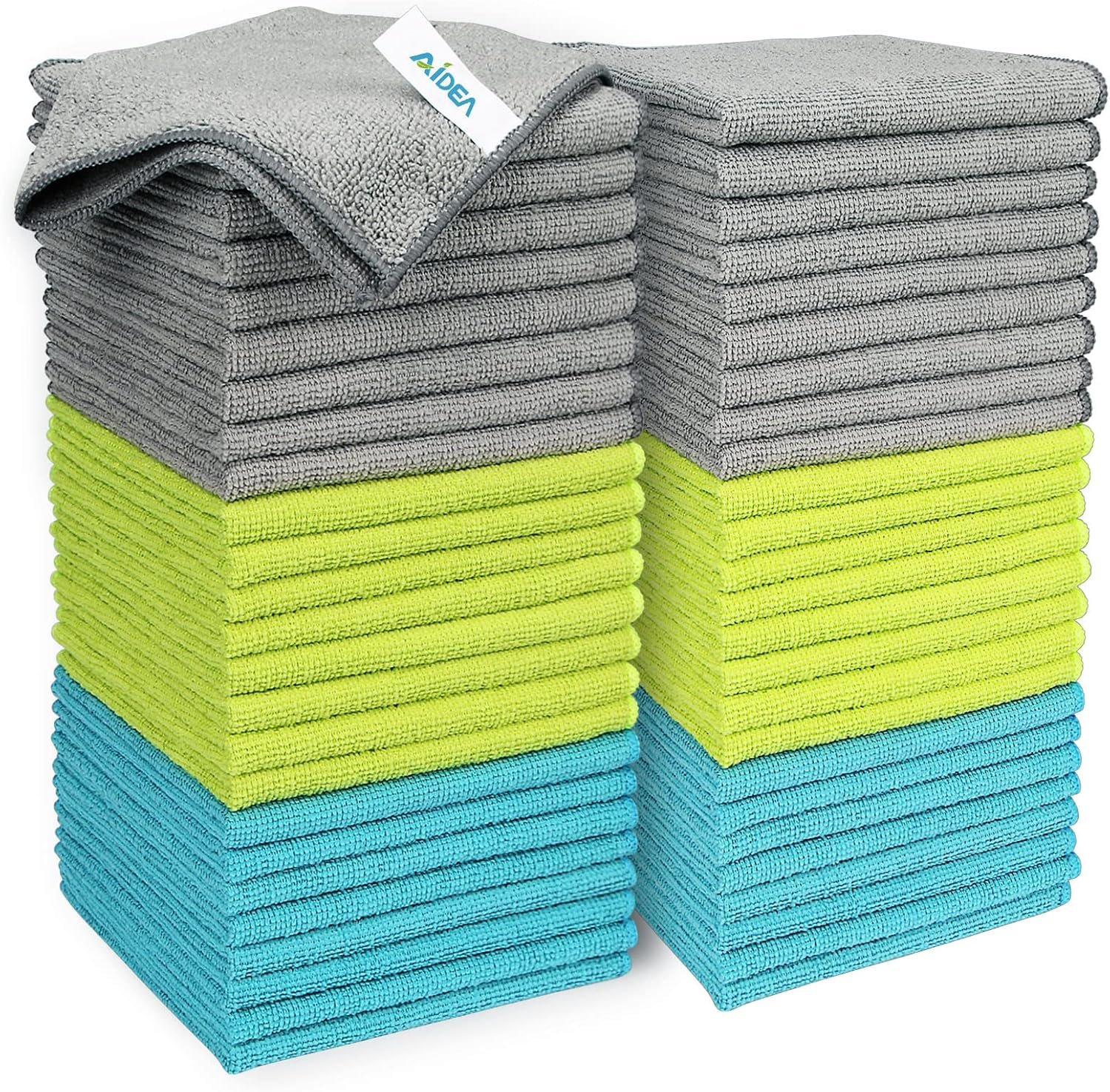 AIDEA Microfiber Cleaning Cloth-50PK, Microfiber Towels for Cars 12"x12"
