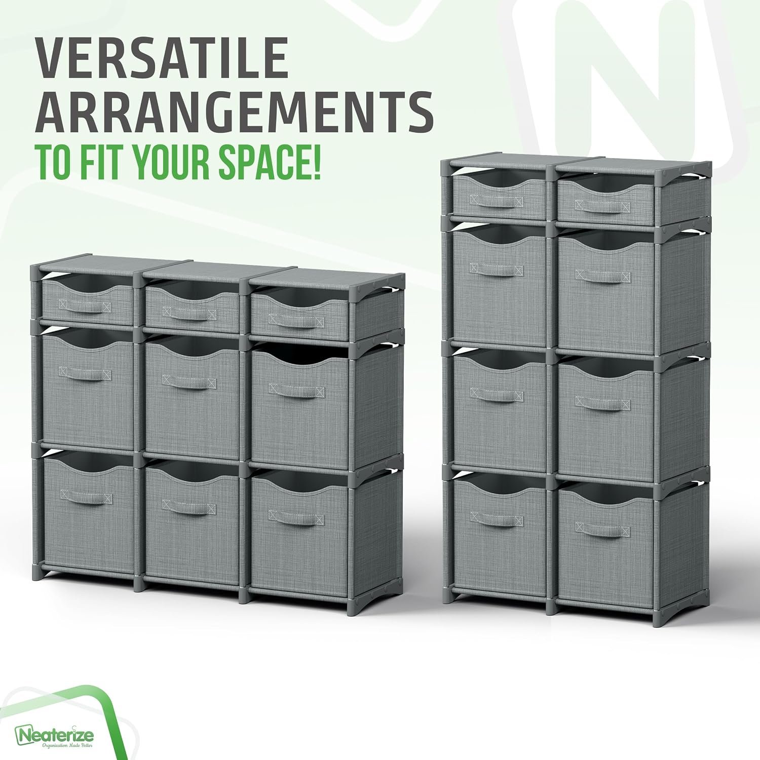 Cube Storage Organizer with Storage Bins Included - The Perfect Closet Organizers and Storage Solution. Includes 9 Storage Cubes, Great For Toy Storage, Closet Storage, Clothes Storage (Grey) - Image 5