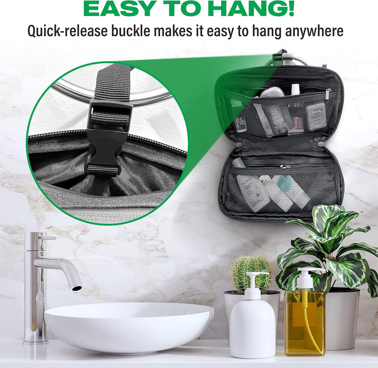 COR Surf Carry On Travel Backpack Bundle | Island Hopper Travel Backpack with Toiletry Bag and Compression Packing Cube Set (28L, Black) - Image 6