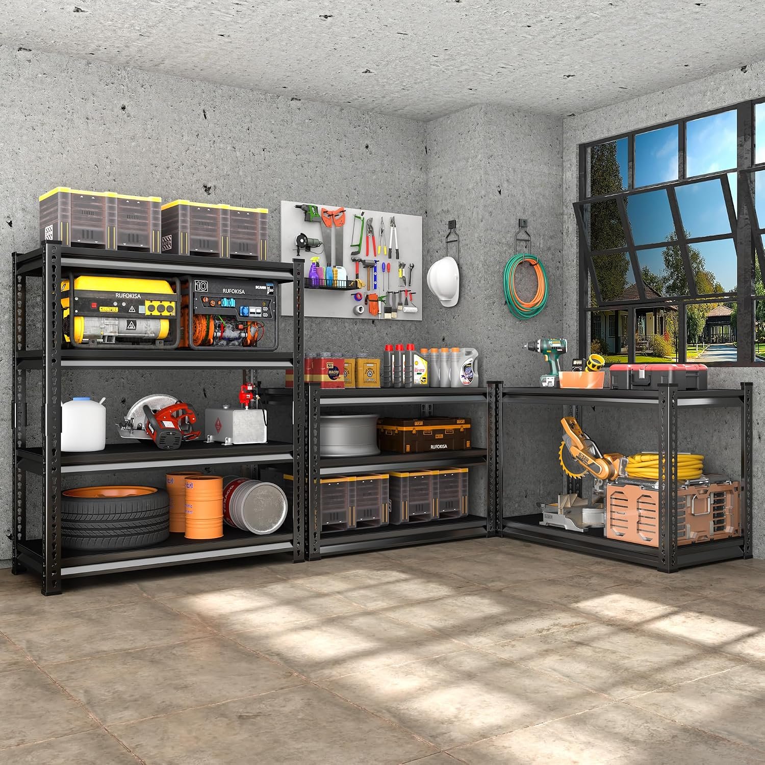 40" W Garage Shelving Heavy Duty,1800LBS Loads Metal Shelving Units and Storage,4-Tier Garage Storage Shelves Heavy Duty, Industrial Utility Shelves,40”W x 16”D x 72”H(Black) - Image 2