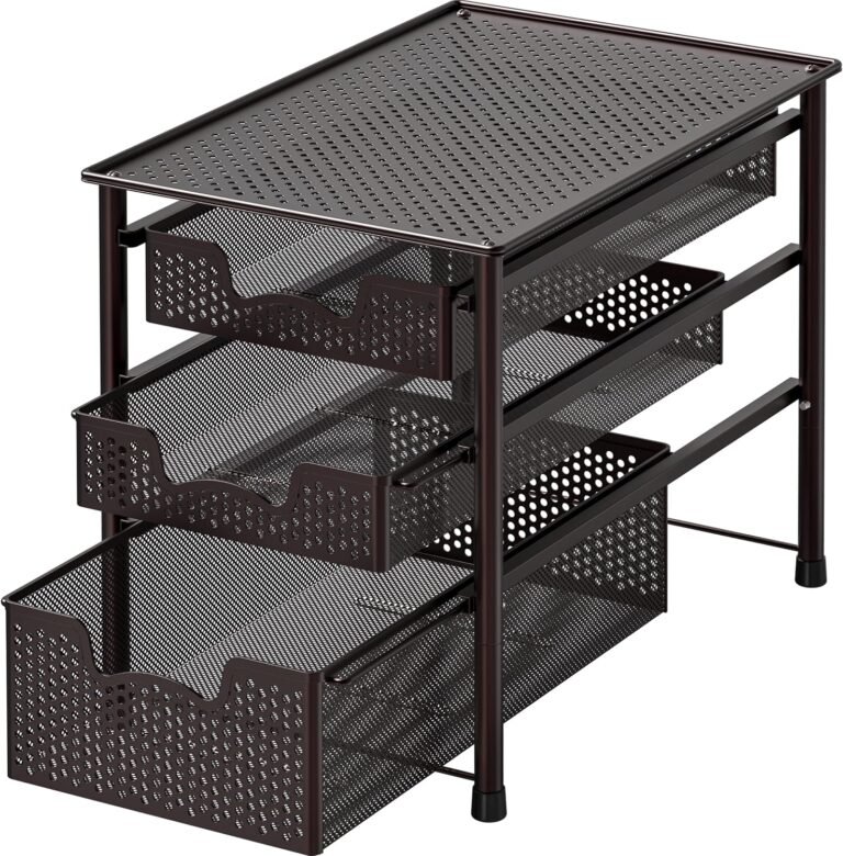 Simple Houseware Stackable 3 Tier Sliding Basket Organizer Drawer, Bronze