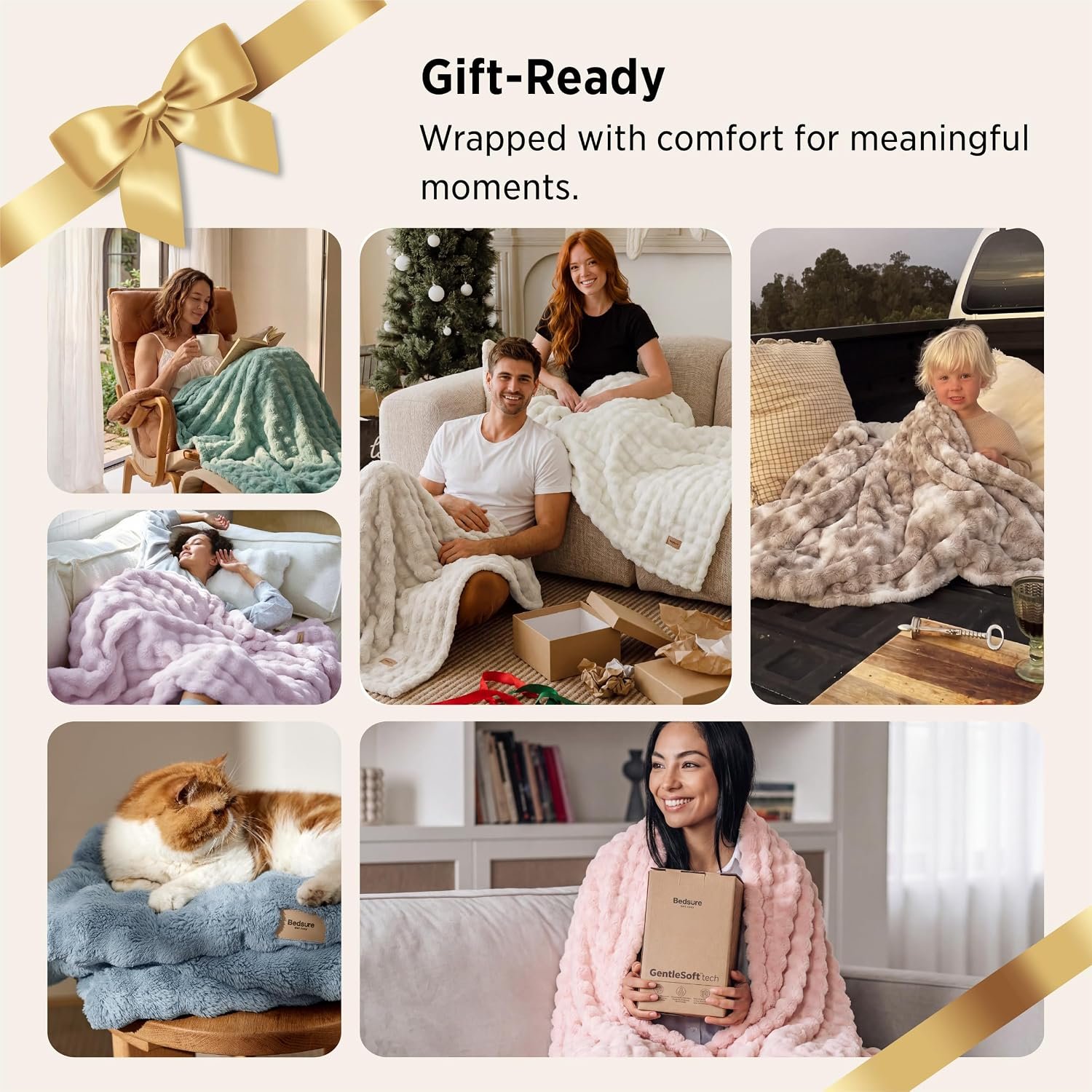 Bedsure 3D Cloud Bubble Blanket, Soft Cozy Throw, Off White, 50"×60" - Image 6