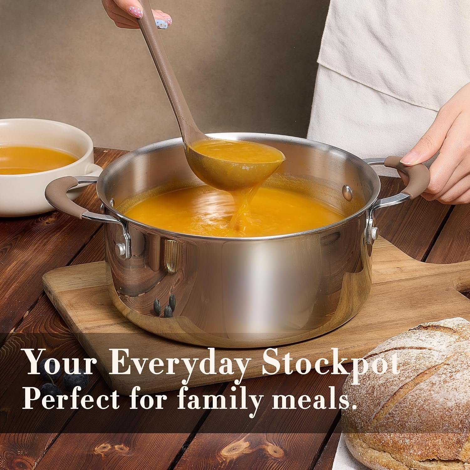 CAROTE 19pcs Tri-Ply Stainless Steel Cookware Set with Detachable Handle - Image 6