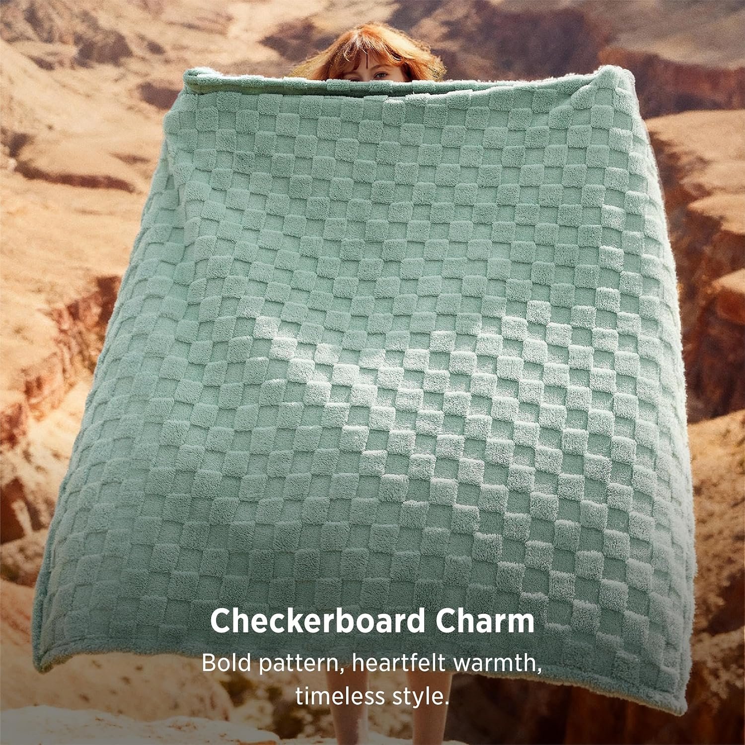 Bedsure Checkered Fleece Throw Blanket,Cute Home Decor,Sage Green,50"×60" - Image 3