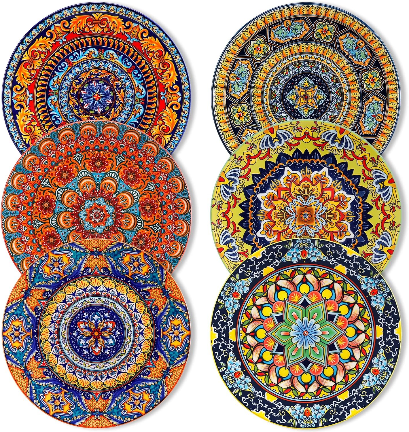 vancasso Colorful Dinner Plates Set of 6, 10.5 Inch Ceramic Kitchen Plates